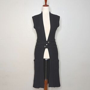 Citizens of Humanity 100% Wool Black Button Front Long Sweater Vest Size Small